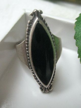 Vintage Sterling Silver 925 A Large Oval Onyx Ring Size 7 3/4 8.  20g 3.  00cmtall