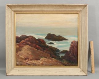 1945 Antique Abraham Rosenthal American Rockport Coastal Seascape Oil Painting