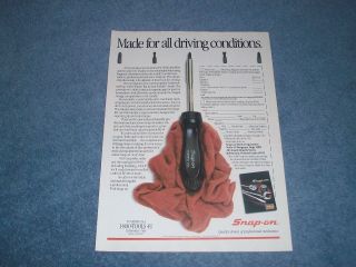 1989 Snap - On Tools Vintage Ad " Mad For All Driving Conditions "