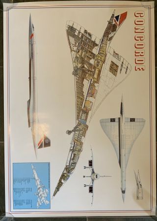 Rare British Airways Concorde X - Section Technical Artwork Poster & Brochure