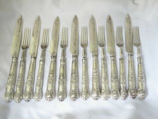 14 Piece Silver Fruit Cutlery Set - Queens Pattern 1828