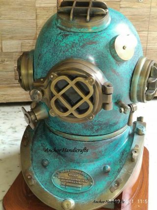 Antique Scuba Divers Diving Helmet Us Navy Mark V Deep Marine Divers Boston Rare