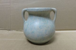 Vintage Burley Winter Pottery Matte Green Sponge Two Handled Bulbous 54 Vase