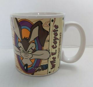 Vintage Warner Brothers Wile E Coyote Mug Cup Applause 1995 Bugs Bunny Genius