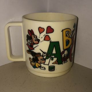 Vintage Walt Disney Mickey Mouse Superseal Plastic Coffee Cup Mug Abcs