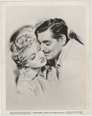 Clark Gable,  Lana Turner Vintage 8x10 Still Photo Of Art For 1942 Film