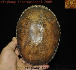 7 " Old Tibetan Buddhism Tibet Silver Inlay Skull Head Skull Bowl Kapala Skull Cup