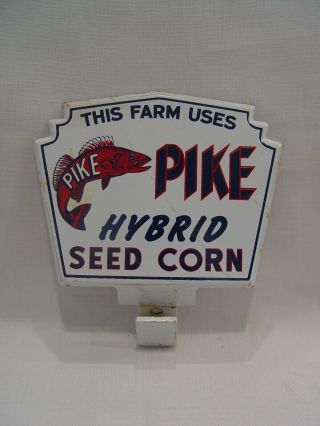 Old This Farm Uses Pike Hybrid Seed Corn Metal Advertising License Plate Topper