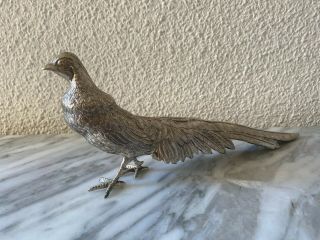 Realistic Spanish Sterling Silver 925 Pheasant Figurine Bird.