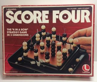 Vintage 1978 Score Four Board Game Lakeside Strategy Complete And Vg.