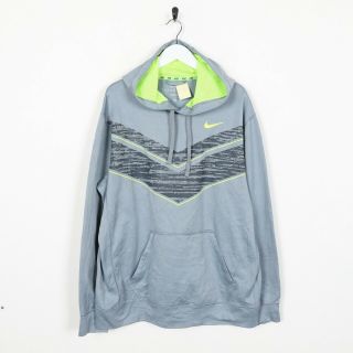 Vintage Nike Small Logo Polyester Hoodie Sweatshirt Grey | Large L