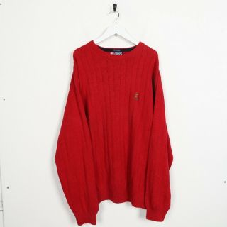 Vintage Chaps Ralph Lauren Small Logo Knitted Sweatshirt Jumper Red | Large L