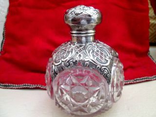 Grand Large Cut Crystal And English Sterling Silver Perfume Bottle