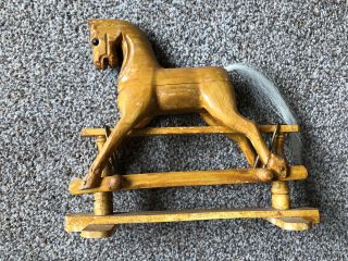 Vintage Carved Wooden Articulated Model Of Rocking Horse