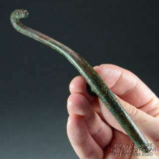 Chinese Ancient Bronze Belt Hook,  Dragon Head,  Warring States Period
