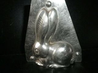Professional,  Vintage Metal Chocolate Mold,  Sitting Bunny With Big Ears.