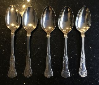 Old Vintage Antique A1 Silver Plate Kings Pattern Dessert Spoons 7” Long