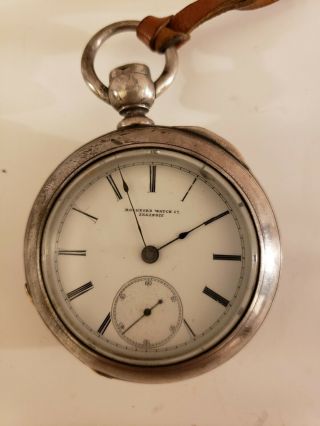Antique 1876 Rockford Victorian Key Wind Mens Silver Pocket Watch 18s