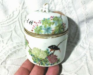 Antique Chinese Porcelain Famille Rose Wine Cup With Holder Box And Cover Qing