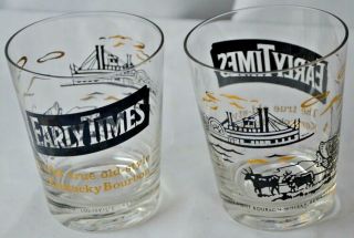 Qty 2 Vintage Early Times Whiskey Shot Glass “a Man’s Drink” Federal Glass