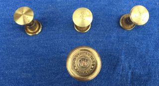 Vintage H.  Disston & Sons Philada 1 " Brass Saw Medallion & 3 Brass Saw Buttons