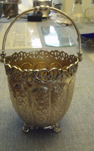 Large Heavy 800 Silver Ice Bucket In Need Of A Repair 461,  Grams.  99