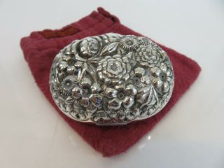 Heavy Whiting Mfg Aesthetic Sterling Silver Leafy Flower Repousse Soap Box C1880