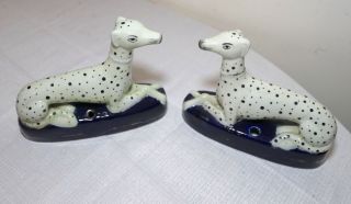 antique English Staffordshire Dalmatian dog porcelain inkwells statues 2