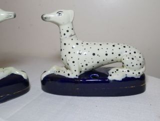 antique English Staffordshire Dalmatian dog porcelain inkwells statues 3