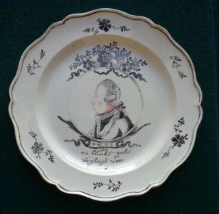 Antique Dutch Creamware Royal Souvenir Plate William V Prince Of Orange Nassau