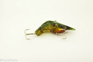 Vintage Heddon Craw Shrimp Spook Minnow Antique Fishing Lure Green Amber Jj6