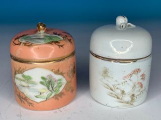 Set Of 2 Chinese Late Qing Period Famille Rose Antique Cups And Warmer