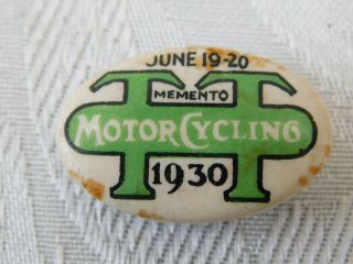 Vintage Isle Of Man Motorcycle Motor Cycle Bike Racing 1930 Souvenir Badge
