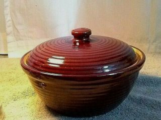 Vintage Hull Casserole Bowl With Lid Made In The Usa 3.  25 " Deep See Photos