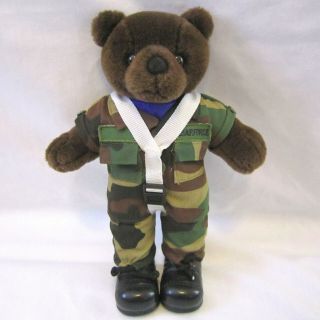 Vtg 1989 Bear Forces Of America 11 " Brown Air Force Teddy Plush W/parachute