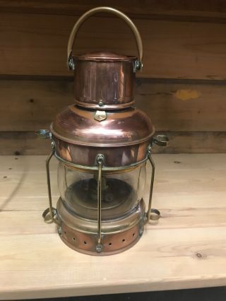 Antique Ships Navigation Light Nautical Oil Lamp Copper & Brass