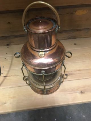 Antique Ships Navigation Light Nautical Oil Lamp Copper & Brass 2