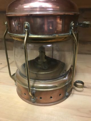 Antique Ships Navigation Light Nautical Oil Lamp Copper & Brass 3