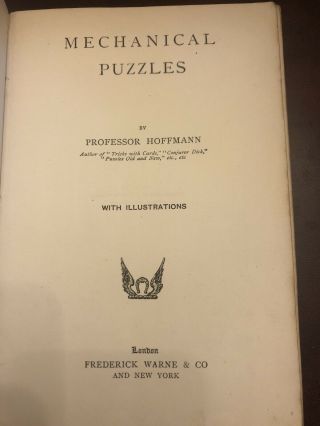 Mechanical Puzzles Prof Professor Hoffman Vintage Magic Book 1904 2