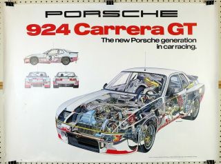Porsche Factory Poster 924 Carrera Gt Cut - A - Way Illustration
