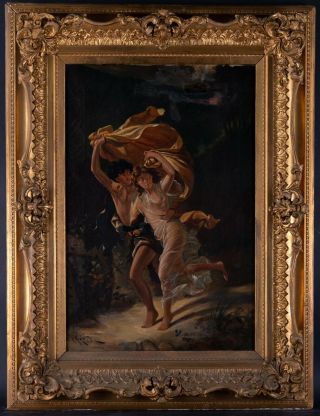 Antique 19th Century After Old Master Oil " The Storm "