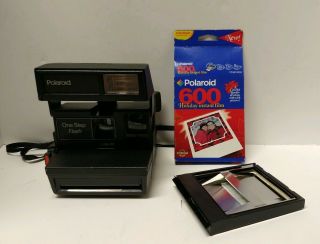 Vintage Polaroid One Step Flash Instant Camera With A Pack Film Exp.  6/2004