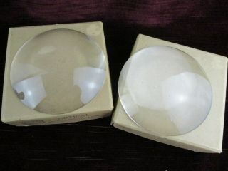 2 X Vintage 4 1/2 " Gnome Optical Condenser Lenses In Boxes
