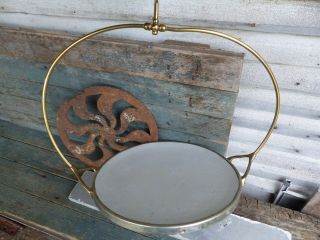 antique brass hanging trade store scale enterprise type 33 w/ enamel pan 2