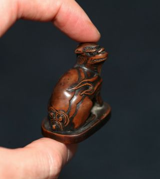 Antique Japanese Carved Boxwood Netsuke Of A Kylin,  19th Century,  Meiji Period.