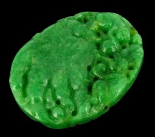 Antique Chinese Carved Apple Green Jadeite Amulet