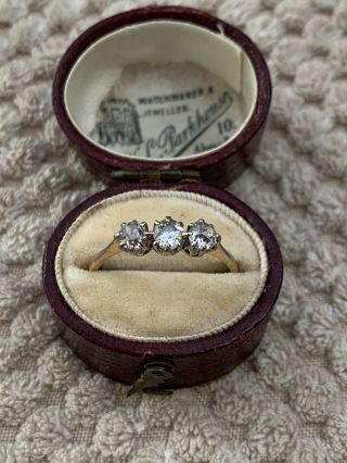 Antique Edwardian 18ct Gold & Platinum 3 Stone Diamond Ring