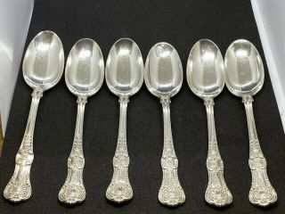 Six (6) Tiffany & Co.  English King Sterling Silver Teaspoons 5 3/4 "