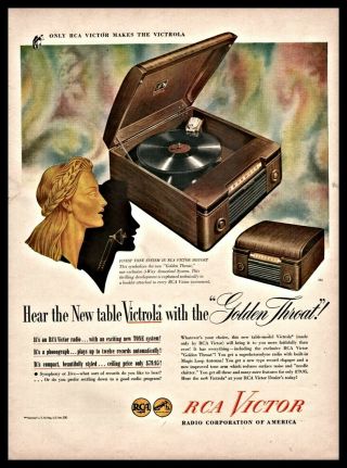 1946 Rca Victor Radio Phonograph Record Player Table Model Vintage Print Ad