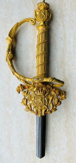Antique European Gild Rapier Sword Hilt Handle No Dagger
